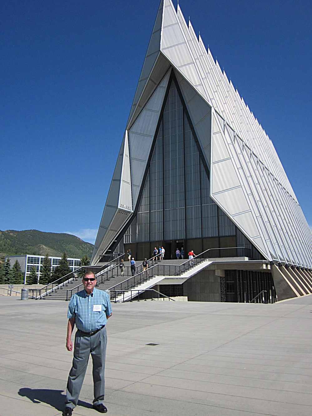 Gary Catren in front of the Academy Chapel.